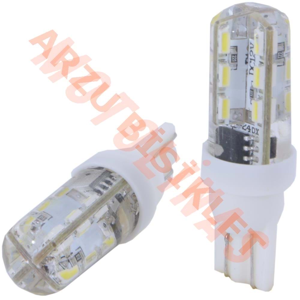 T10 24 LED Lİ DİPSİZ ÇAKARLI AMPUL BEYAZ MODEL-1 [ÇİFT]
