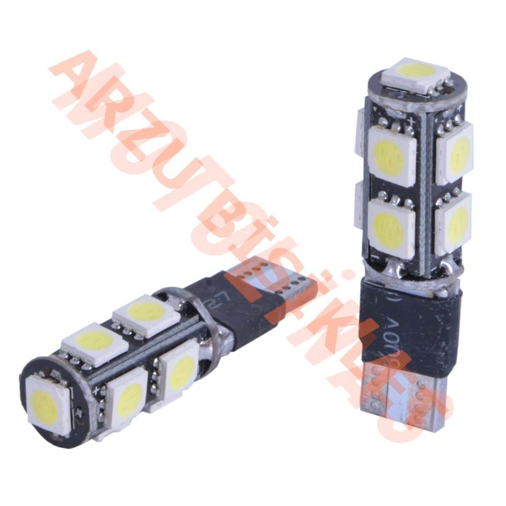 T10 9 LED Lİ ÇAKARLI DİPSİZ AMPUL BEYAZ [ÇİFT]