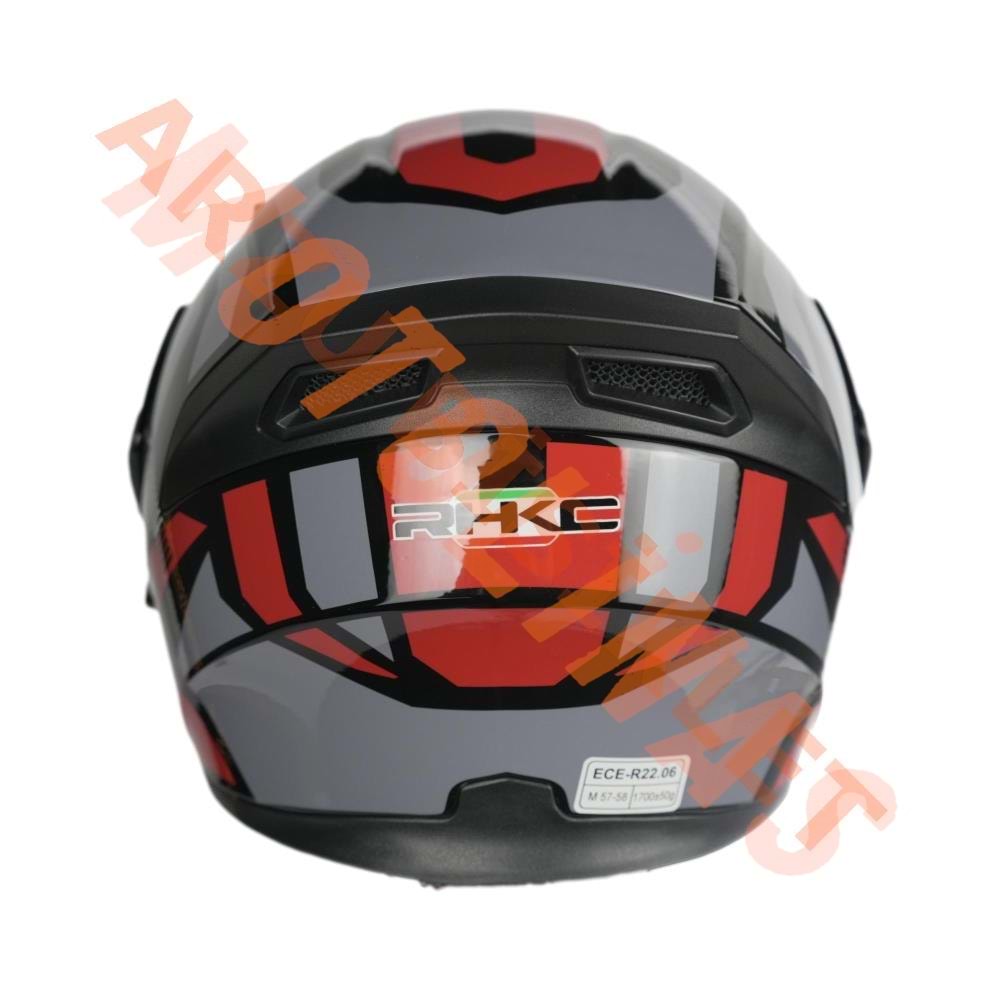 KC - ÇENE AÇILIR VİZÖRLÜ KASK [KC902] [SİYAH-KIRMIZI-GRİ] [S]