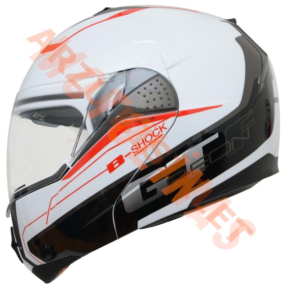 BEON- ÇENE AÇILIR VİZÖRLÜ KASK [B700] [BEYAZ-KIRMIZI] [B-SHOCK] [S]