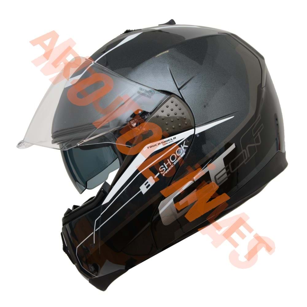 BEON- ÇENE AÇILIR VİZÖRLÜ KASK [B700] [GRİ-SİYAH] [B-SHOCK] [M]