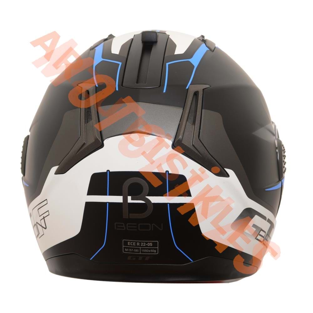 BEON- ÇENE AÇILIR VİZÖRLÜ KASK [B700] [SİYAH-MAVİ] [B-SHOCK] [L]