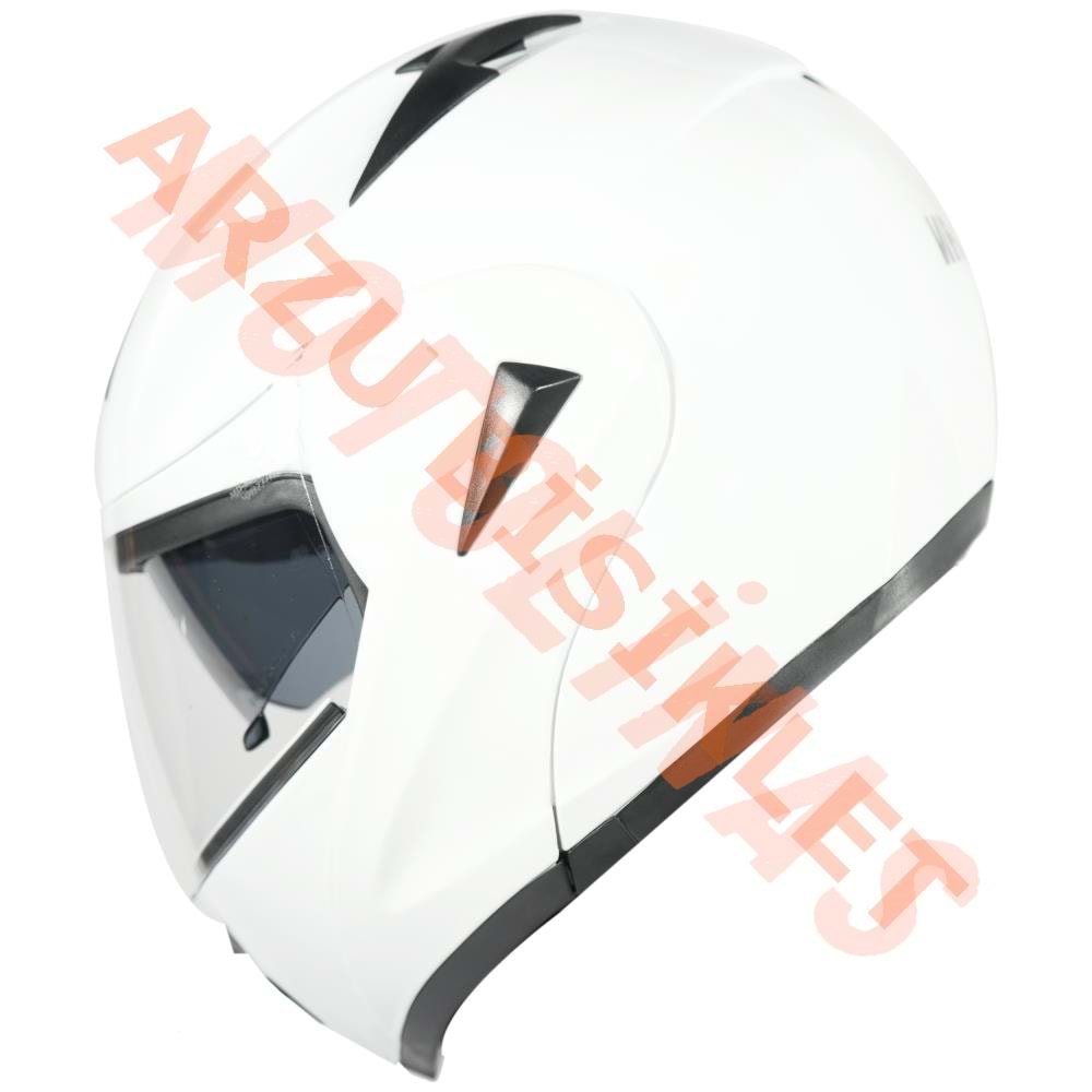 VRT - ÇENE AÇILIR VİZÖRLÜ KASK [MB808] [BEYAZ] [S]