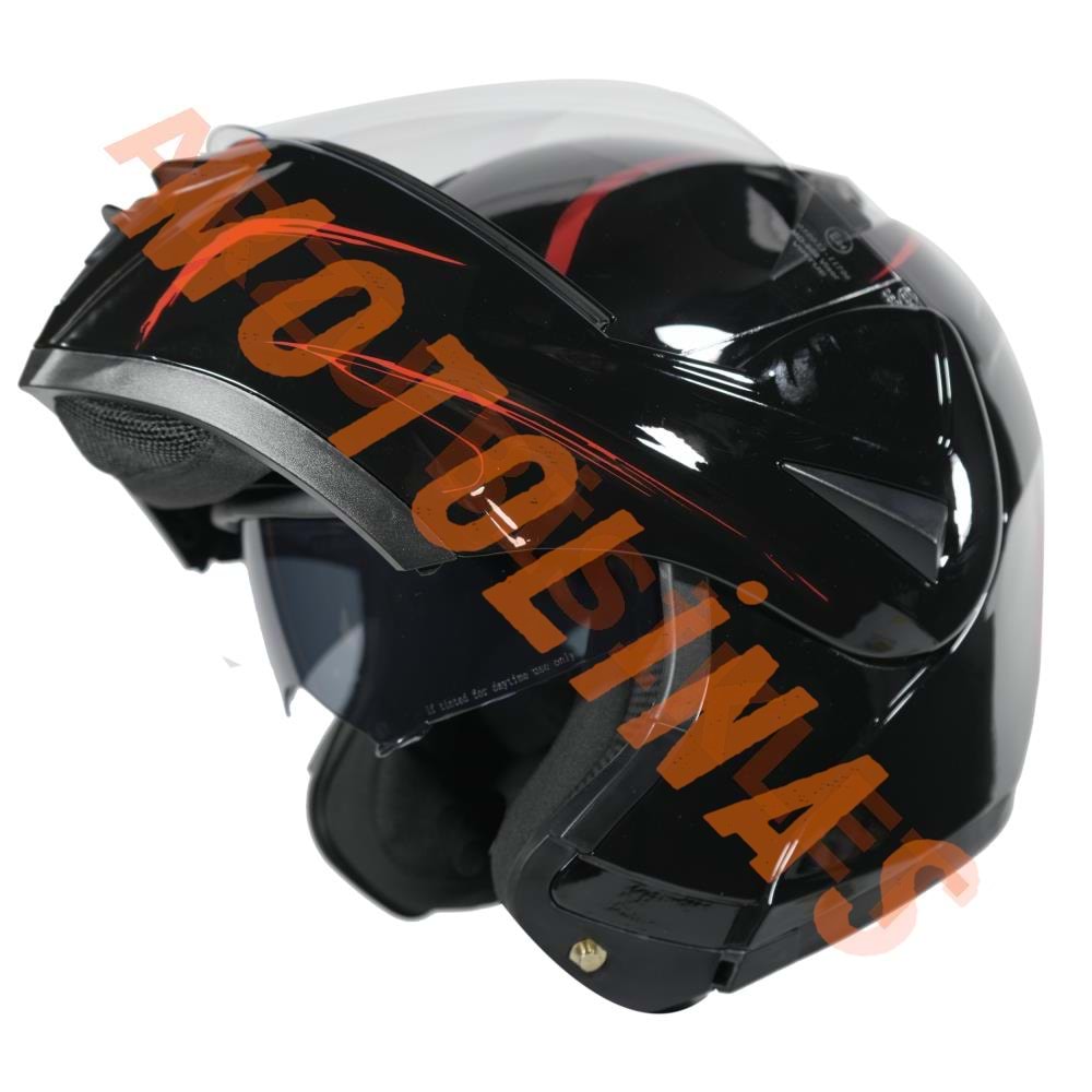 VRT - ÇENE AÇILIR VİZÖRLÜ KASK [MB808] [SİYAH - KIRMIZI] [L]