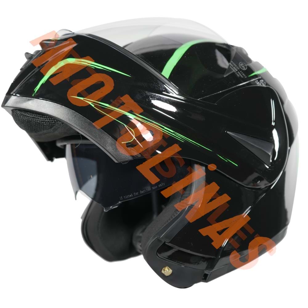 VRT - ÇENE AÇILIR VİZÖRLÜ KASK [MB808] [SİYAH - YEŞİL] [L]