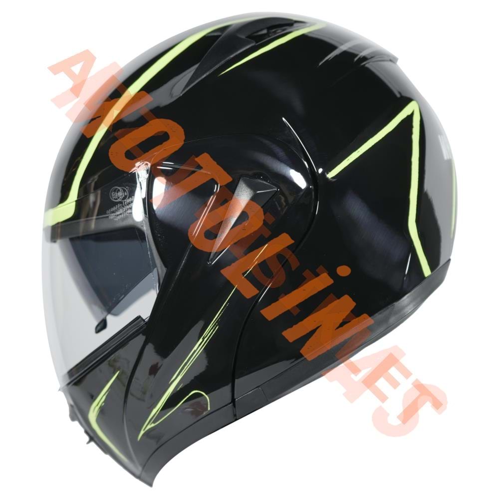 VRT - ÇENE AÇILIR VİZÖRLÜ KASK [MB808] [SİYAH - SARI] [S]