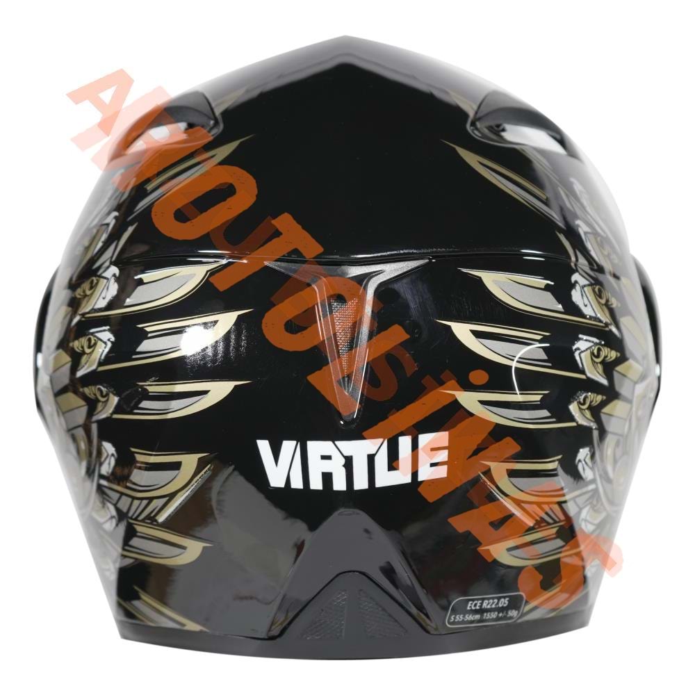 VRT - ÇENE AÇILIR VİZÖRLÜ KASK [MB808] [SİYAH - GOLD] [M]