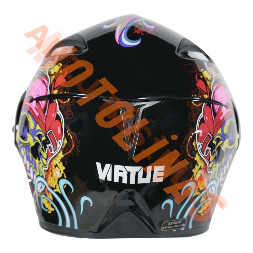 VRT - ÇENE AÇILIR VİZÖRLÜ KASK [MB808] [KURU KAFA - ATEŞ] [S]