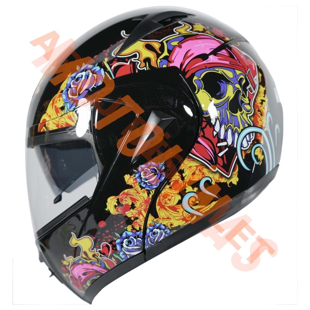 VRT - ÇENE AÇILIR VİZÖRLÜ KASK [MB808] [KURU KAFA - ATEŞ] [M]