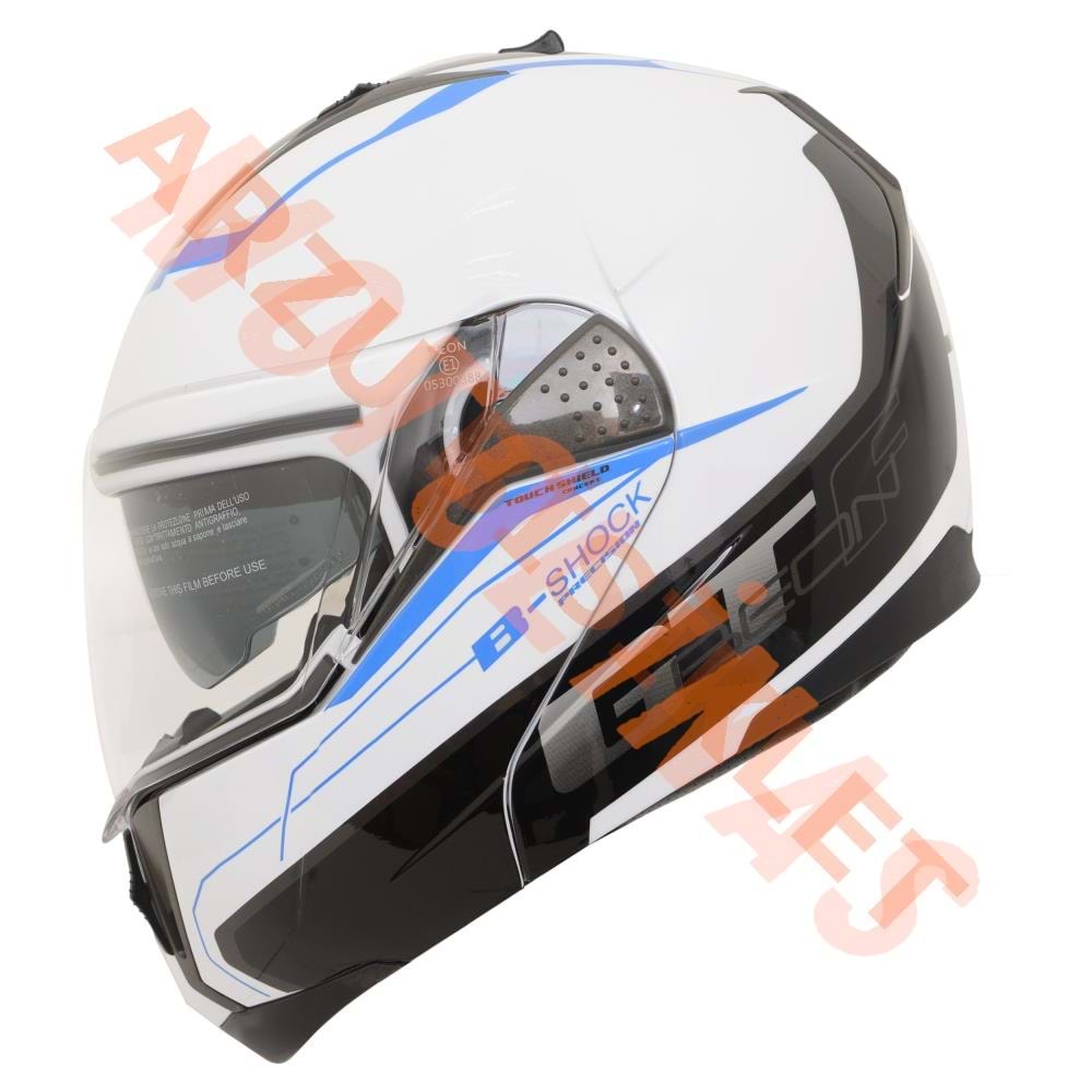 BEON- ÇENE AÇILIR VİZÖRLÜ KASK [B700] [BEYAZ-MAVİ] [B-SHOCK] [S]