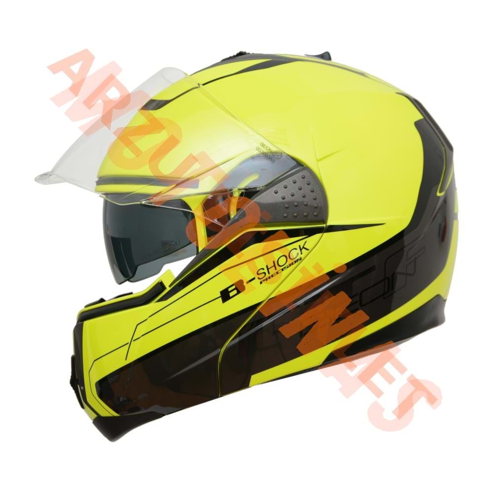 BEON- ÇENE AÇILIR VİZÖRLÜ KASK [B700] [NEON SARI] [B-SHOCK] [M]