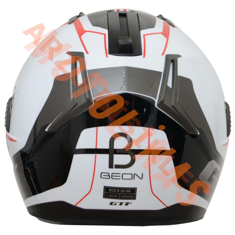 BEON- ÇENE AÇILIR VİZÖRLÜ KASK [B700] [BEYAZ-KIRMIZI] [B-SHOCK] [L]