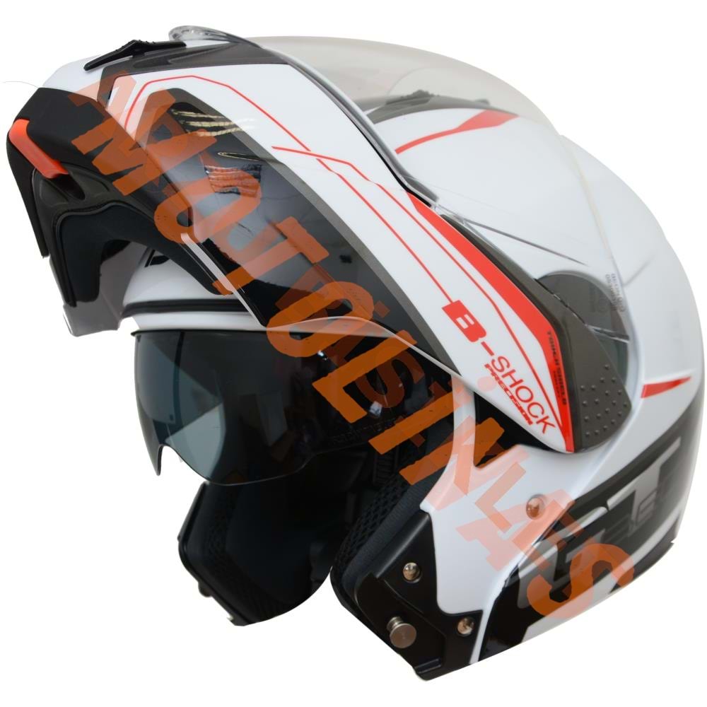 BEON- ÇENE AÇILIR VİZÖRLÜ KASK [B700] [BEYAZ-KIRMIZI] [B-SHOCK] [L]