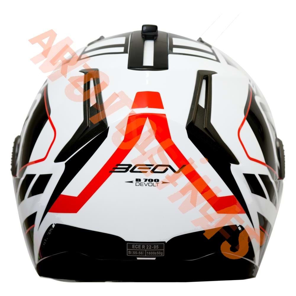 BEON- ÇENE AÇILIR VİZÖRLÜ KASK [B700] [BEYAZ - SİYAH - KIRMIZI] [AIR TEK] [M]