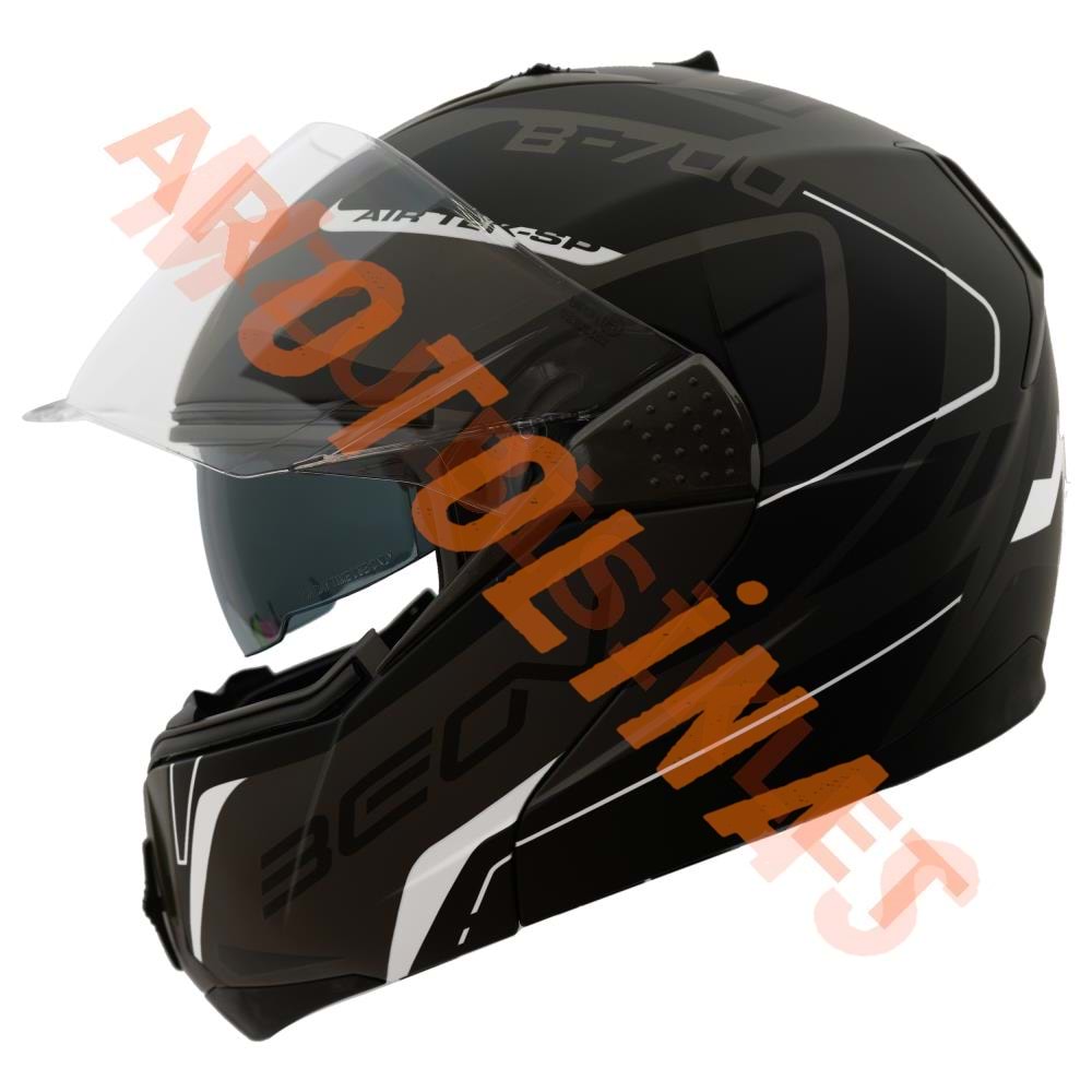 BEON- ÇENE AÇILIR VİZÖRLÜ KASK [B700] [SİYAH - GRİ - BEYAZ] [AIR TEK] [S]