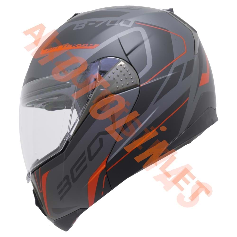 BEON- ÇENE AÇILIR VİZÖRLÜ KASK [B700] [SİYAH - KIRMIZI] [AIR TEK] [M]