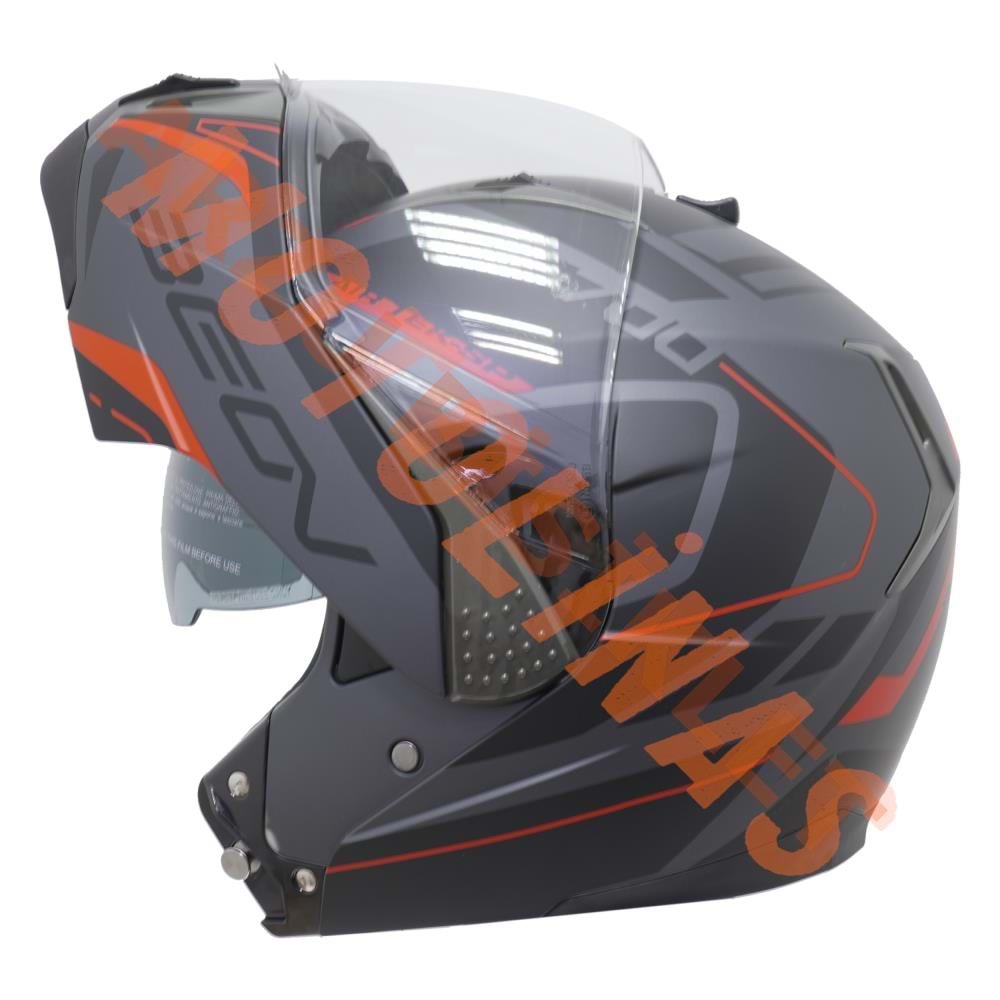BEON- ÇENE AÇILIR VİZÖRLÜ KASK [B700] [SİYAH - KIRMIZI] [AIR TEK] [M]