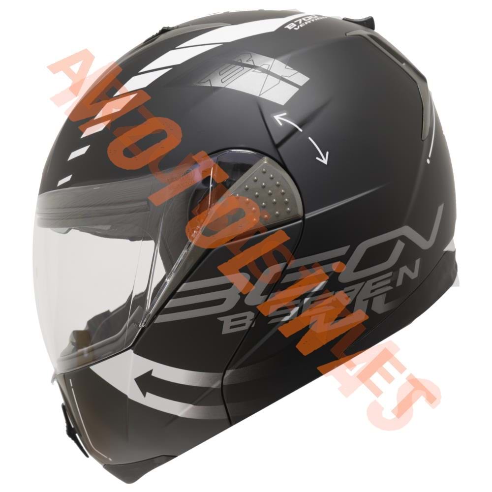 BEON- ÇENE AÇILIR VİZÖRLÜ KASK [B700] [SİYAH - BEYAZ] [VERTİGO] [M]