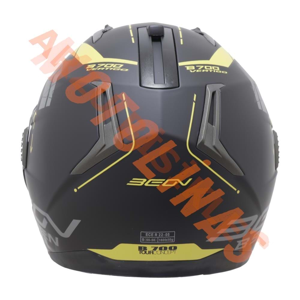 BEON- ÇENE AÇILIR VİZÖRLÜ KASK [B700] [SİYAH - SARI] [VERTİGO] [S]