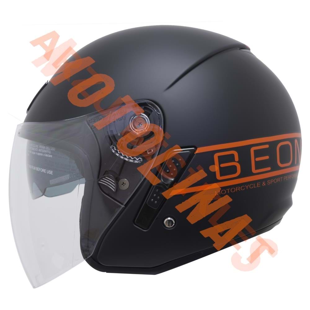 BEON-ÇENESİZ VİZÖRLÜ YAZLIK KASK [B217] [MAT SİYAH - TURUNCU] [M]