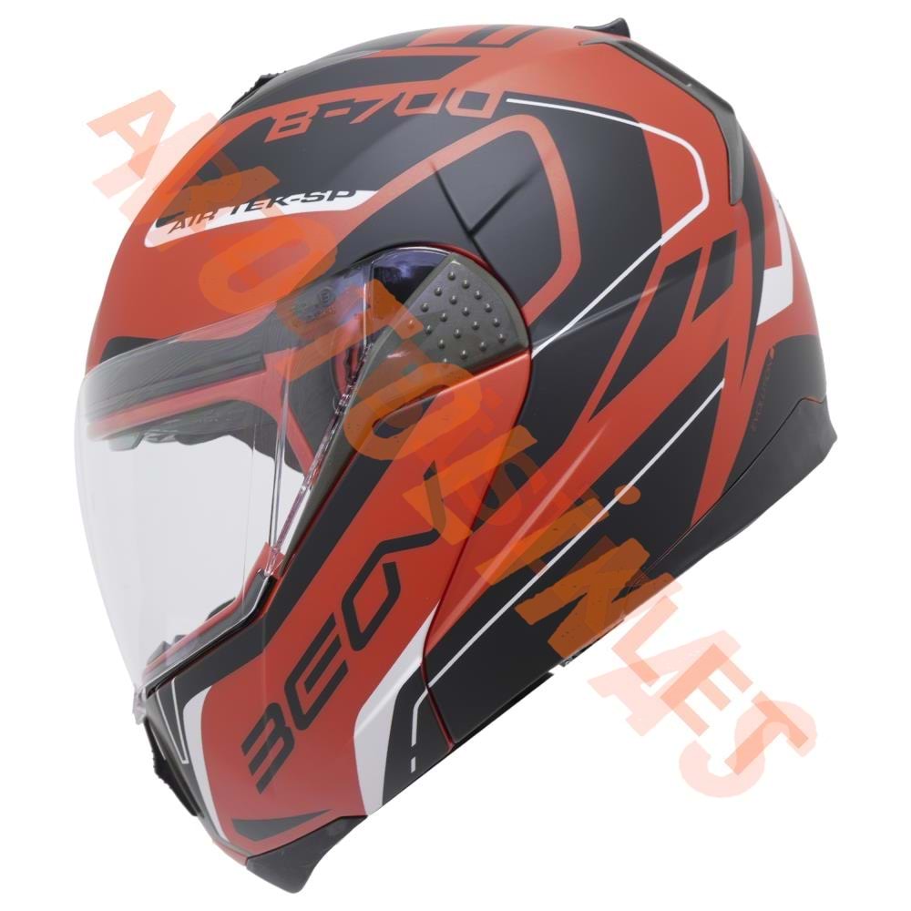 BEON- ÇENE AÇILIR VİZÖRLÜ KASK [B700] [KIRMIZI - SİYAH] [AIR TEK] [S]
