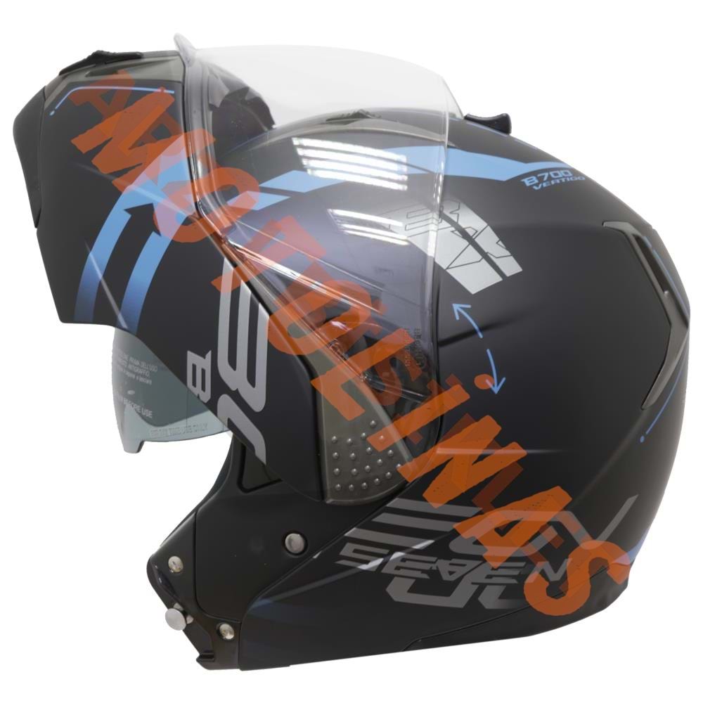 BEON- ÇENE AÇILIR VİZÖRLÜ KASK [B700] [SİYAH - MAVİ] [VERTİGO] [S]