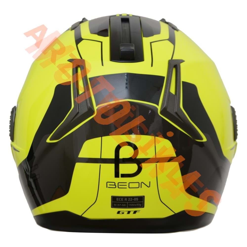 BEON- ÇENE AÇILIR VİZÖRLÜ KASK [B700] [NEON SARI] [B-SHOCK] [S]