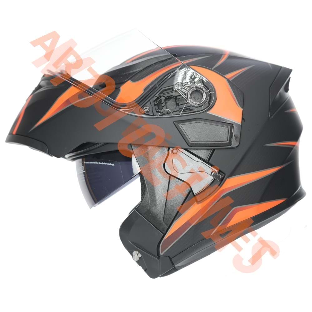 KC-ÇENE AÇILIR VİZÖRLÜ KASK [KC902] SİYAH - KIRMIZI [S] E BELGELİ