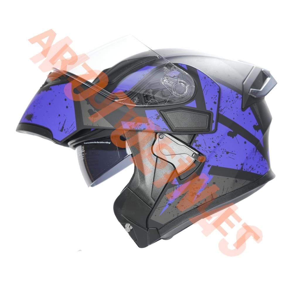 KC-ÇENE AÇILIR VİZÖRLÜ KASK [KC902B] SİYAH - MAVİ [S] E BELGELİ