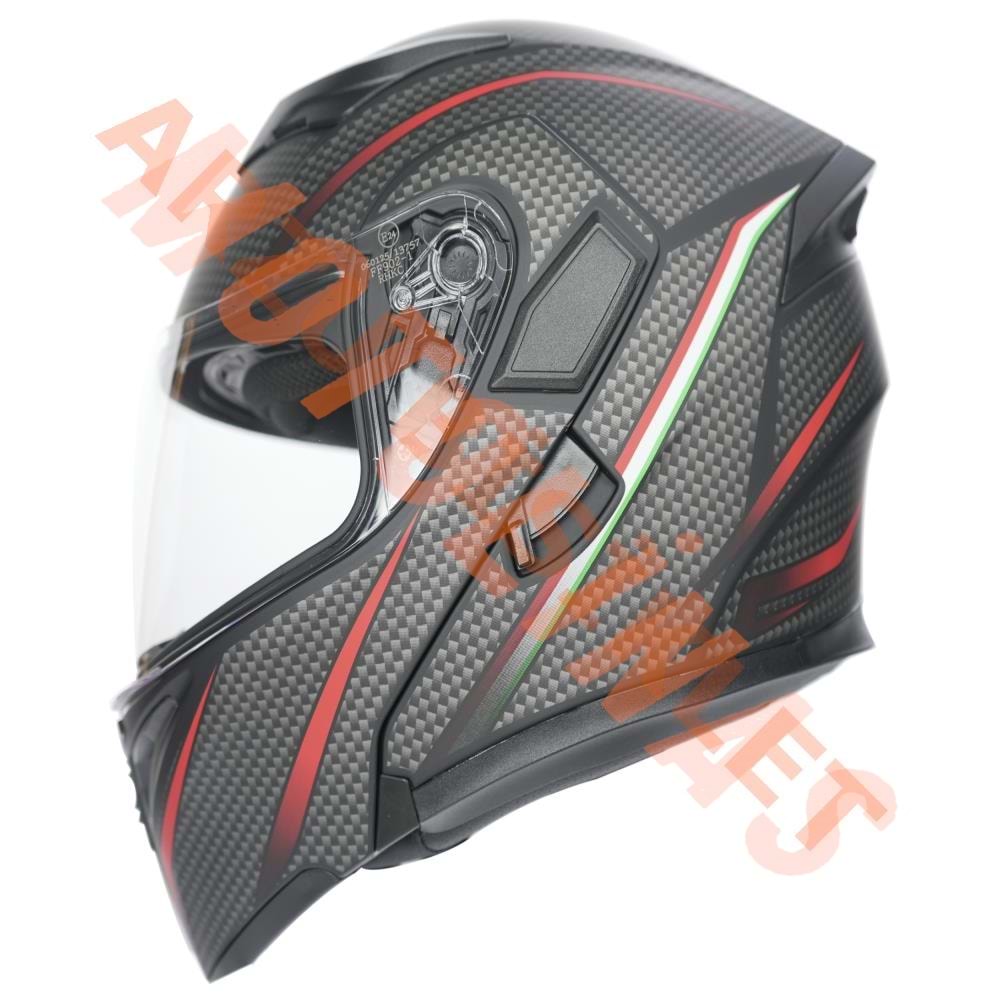 KC-ÇENE AÇILIR VİZÖRLÜ KASK [KC902] MAT SİYAH - GRİ DAMALI [XL] E BELGELİ