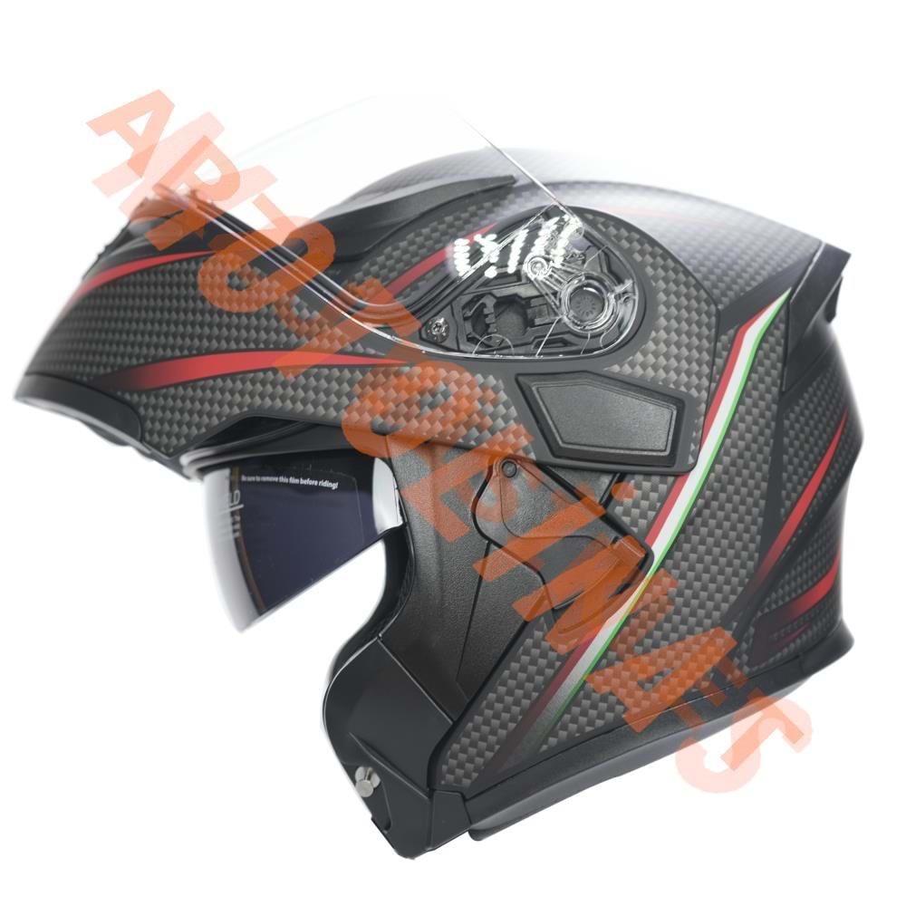 KC-ÇENE AÇILIR VİZÖRLÜ KASK [KC902] MAT SİYAH - GRİ DAMALI [XL] E BELGELİ