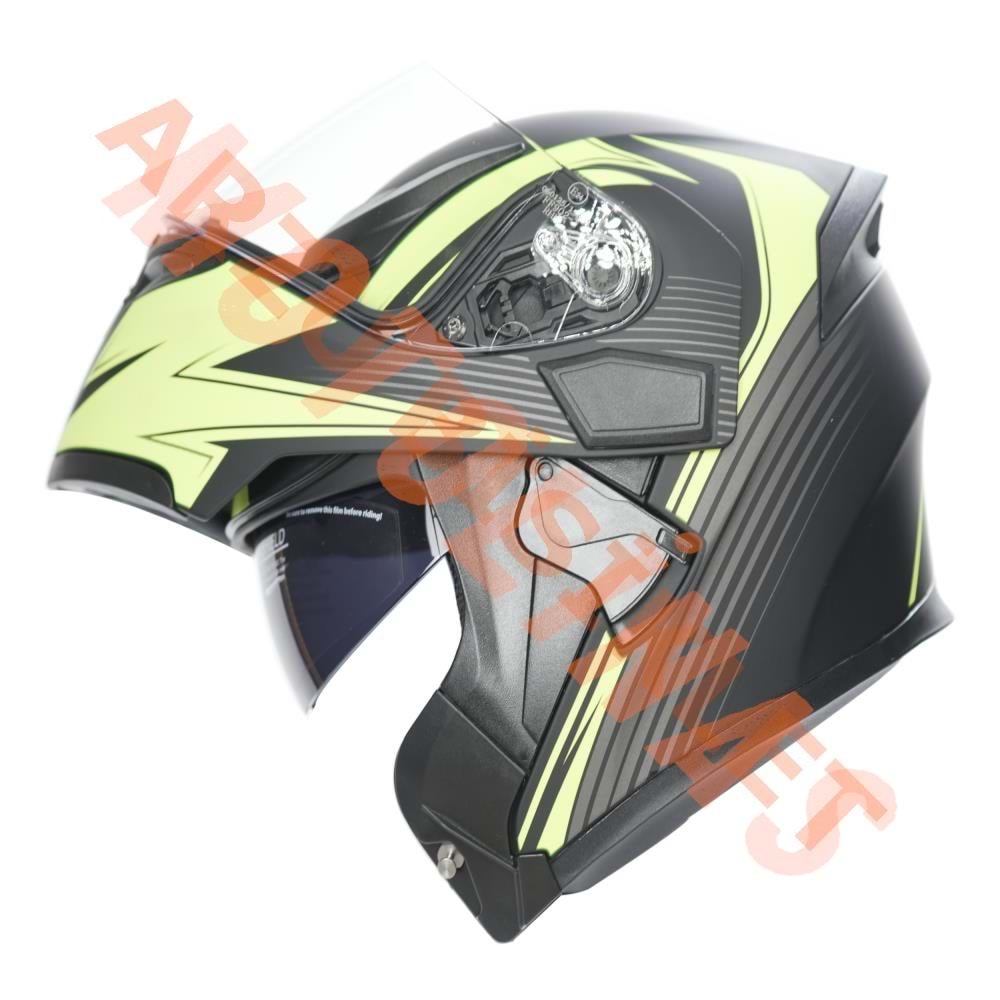 KC-ÇENE AÇILIR VİZÖRLÜ KASK [KC902] [SARI - SİYAH] [S] E BELGELİ