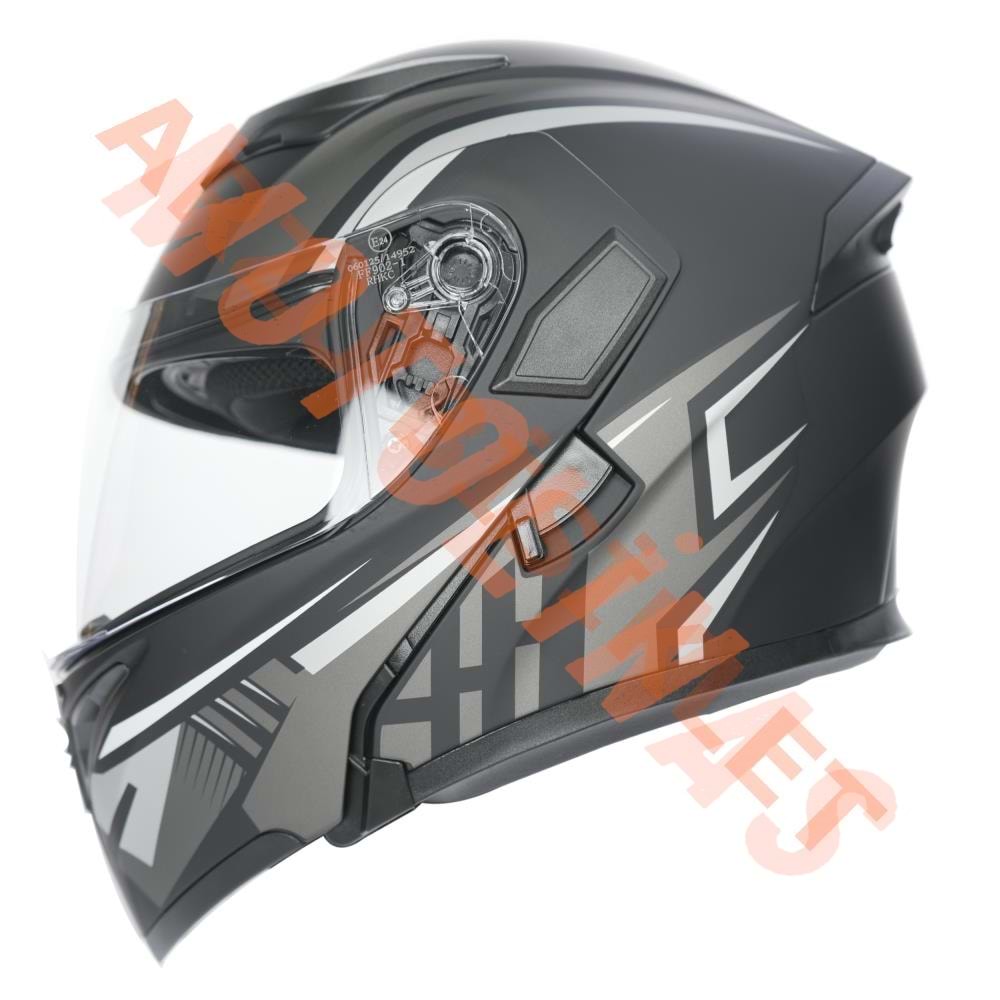 KC-ÇENE AÇILIR VİZÖRLÜ KASK [KC902] MAT SİYAH -GRİ [S] E BELGELİ