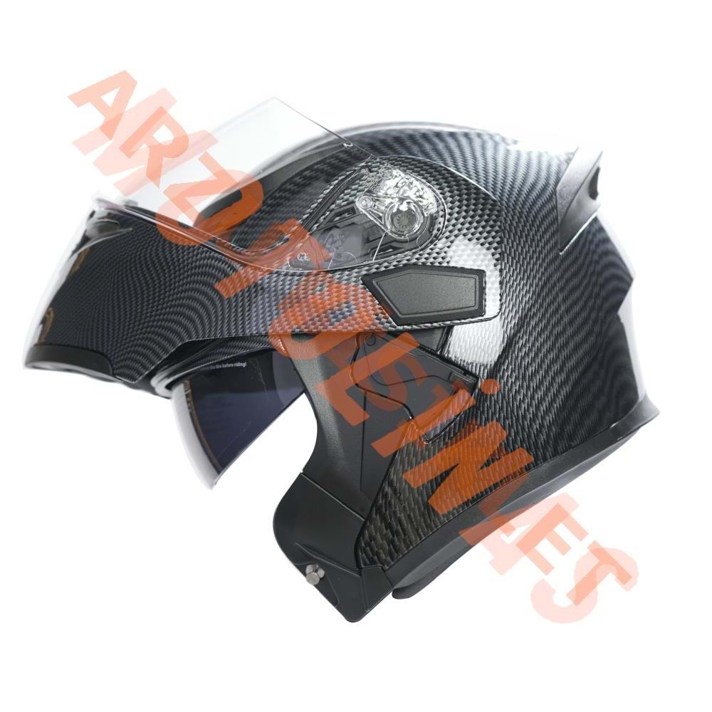 KC-ÇENE AÇILIR VİZÖRLÜ KASK [KC902] [KARBON] [S] E BELGELİ