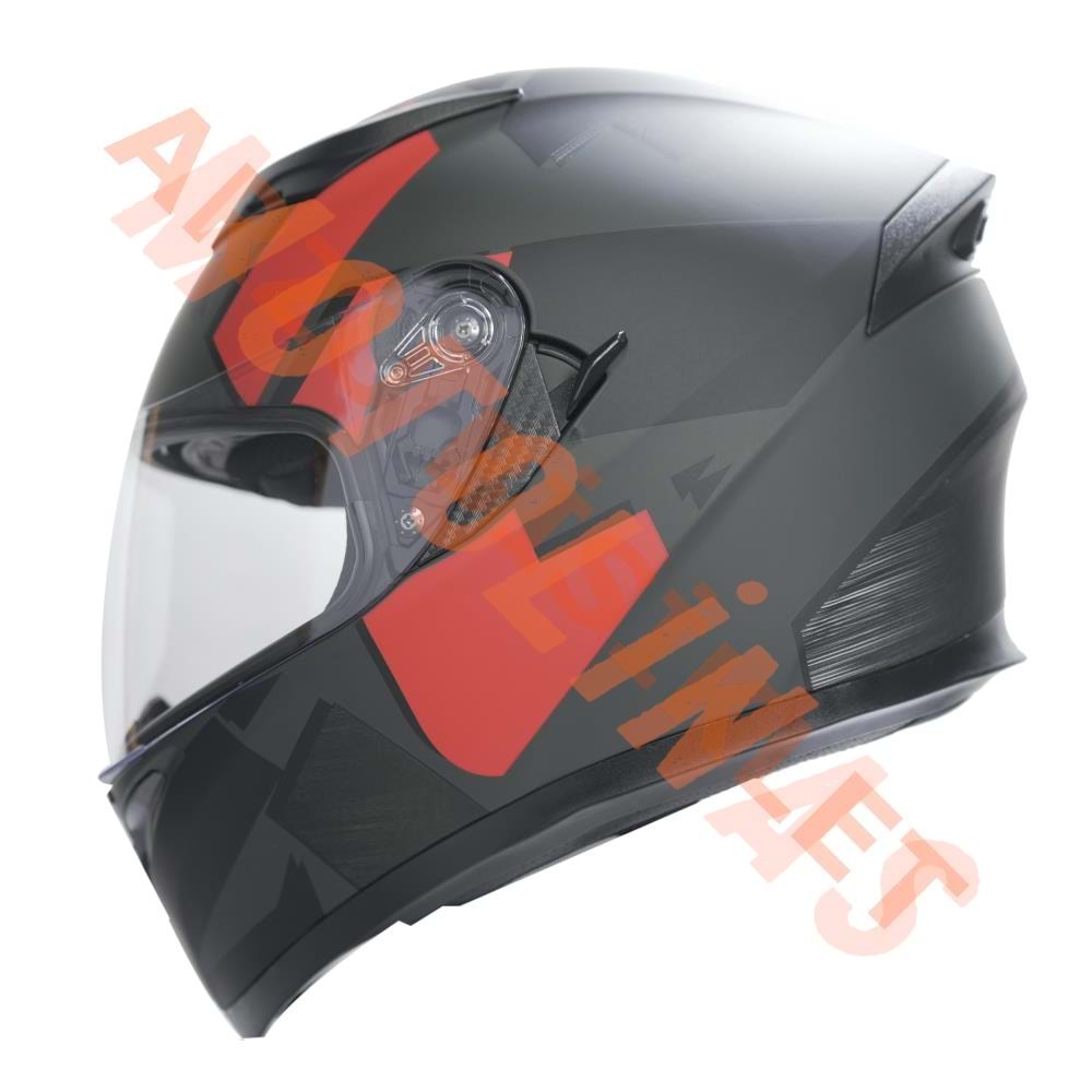 KC-KAPALI VİZÖRLÜ KASK [KC316-1] MAT SİYAH - KIRMIZI [L] E BELGELİ