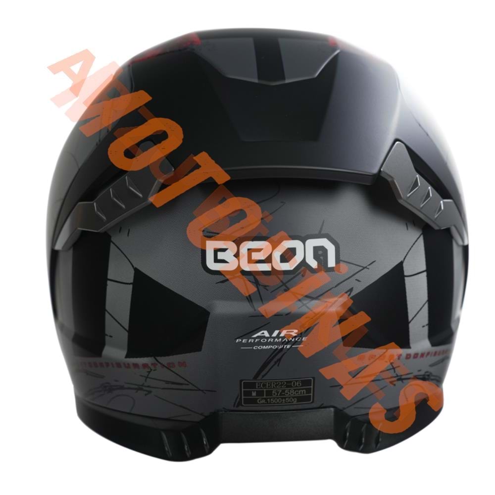BEON- KAPALI KASK [FULL FACE] [B507] [SİYAH-KIRMIZI-GRİ] [XL]