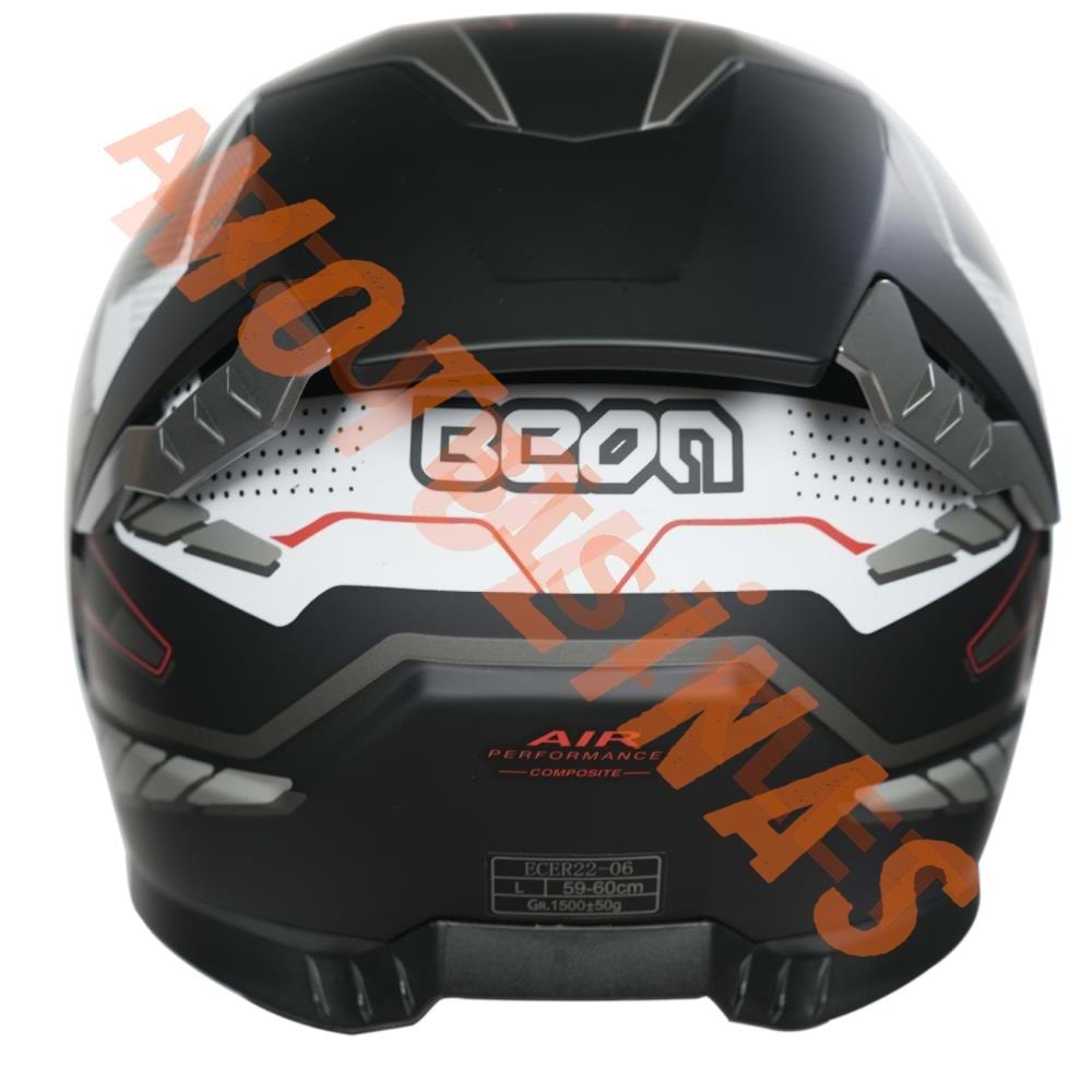 BEON- KAPALI KASK [FULL FACE] [B507] [SİYAH-BEYAZ-GRİ] [XL]