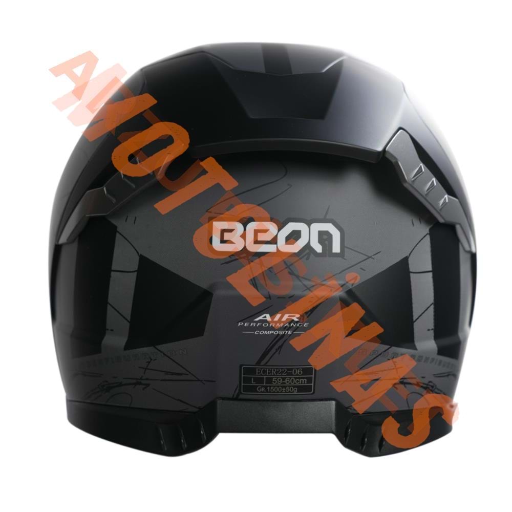 BEON- KAPALI KASK [FULL FACE] [B507] [SİYAH-GRİ] [XXL]
