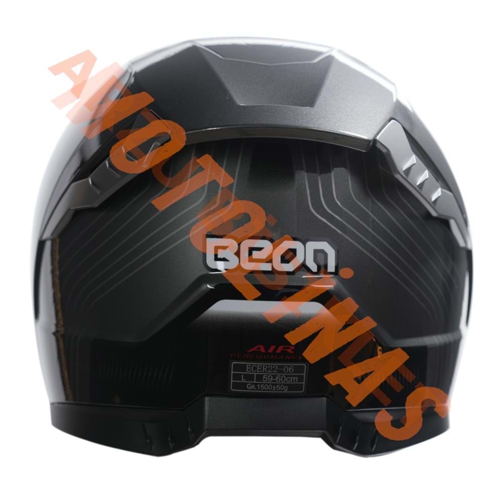 BEON- KAPALI KASK [FULL FACE] [B507] [GRİ-SİYAH] [XL]