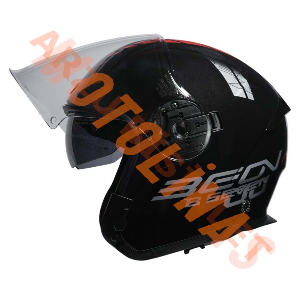 BEON- ÇENESİZ VİZÖRLÜ YAZLIK KASK [B203] [SİYAH-KIRMIZI] [S]