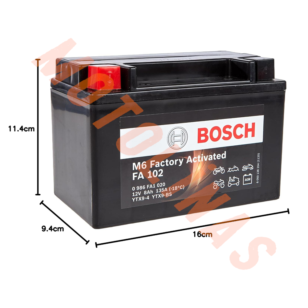 BOSCH MOTOSİKLET BAKIMSIZ AKÜ [FA102] TX9-BS 12V 8 Ah 2 YIL GARANTİLİ