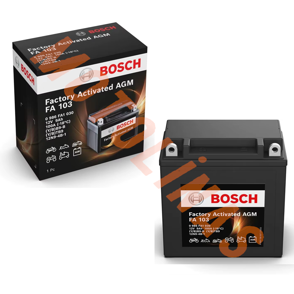 BOSCH MOTOSİKLET BAKIMSIZ AKÜ [FA103] (Y/B) B9B [DİK] 12V 9 Ah 2 YIL GARANTİLİ