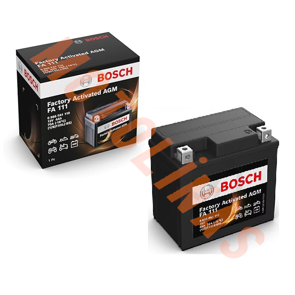 BOSCH MOTOSİKLET BAKIMSIZ AKÜ [FA111] TX5L [YATIK] 12V 4Ah 2 YIL GARANTİLİ - TVS JUPİTER,WEGO