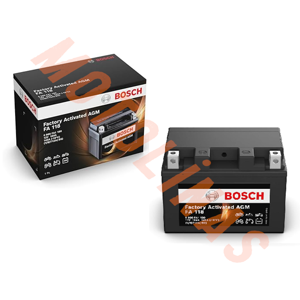 BOSCH MOTOSİKLET BAKIMSIZ AKÜ [FA118] (Y/B) T12A-BS 12V 10 Ah 2 YIL GARANTİLİ