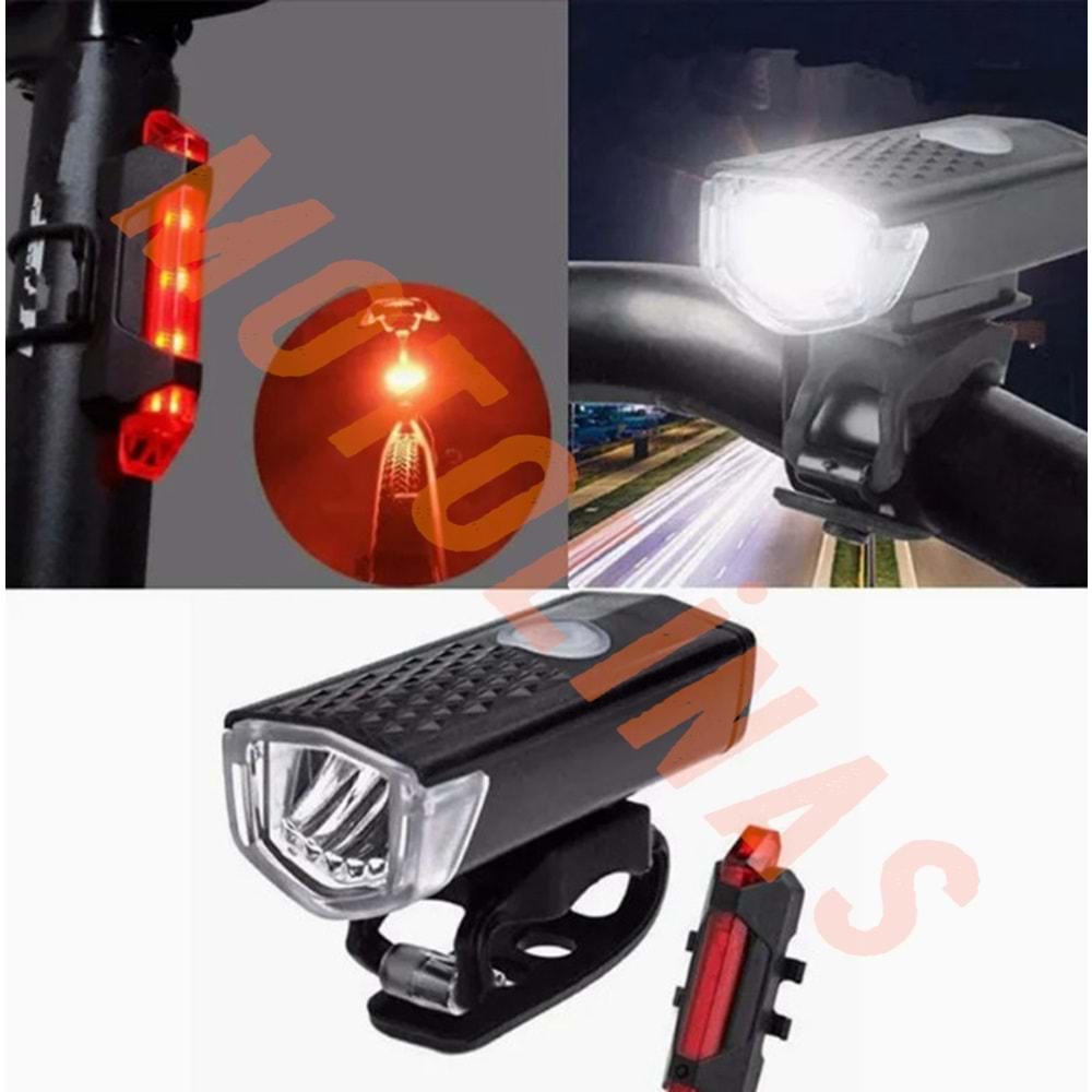 LED FAR VE STOP USB ŞARJLI SU GEÇİRMEZ - BİSİKLET