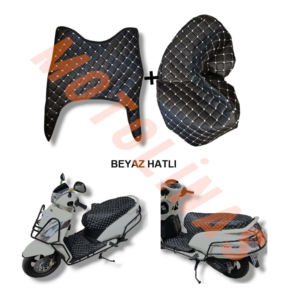 PASPAS+SELE KILIFI SET DERİ [BEYAZ] - TVS JUPİTER 125
