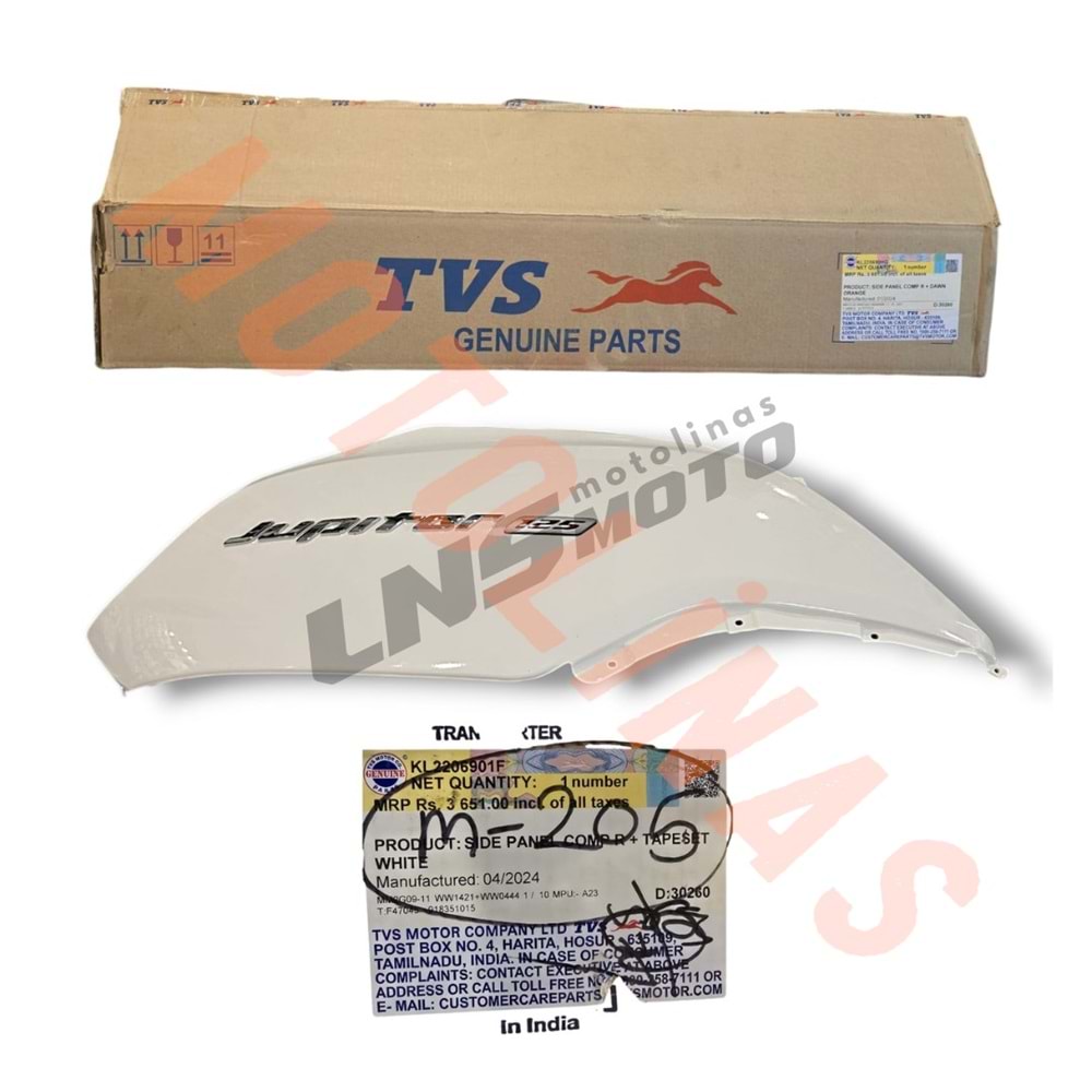 SELE ALTI SAĞ YAN KAPAK [BEYAZ] ORJİNAL [JPT125S116] - TVS JUPİTER125
