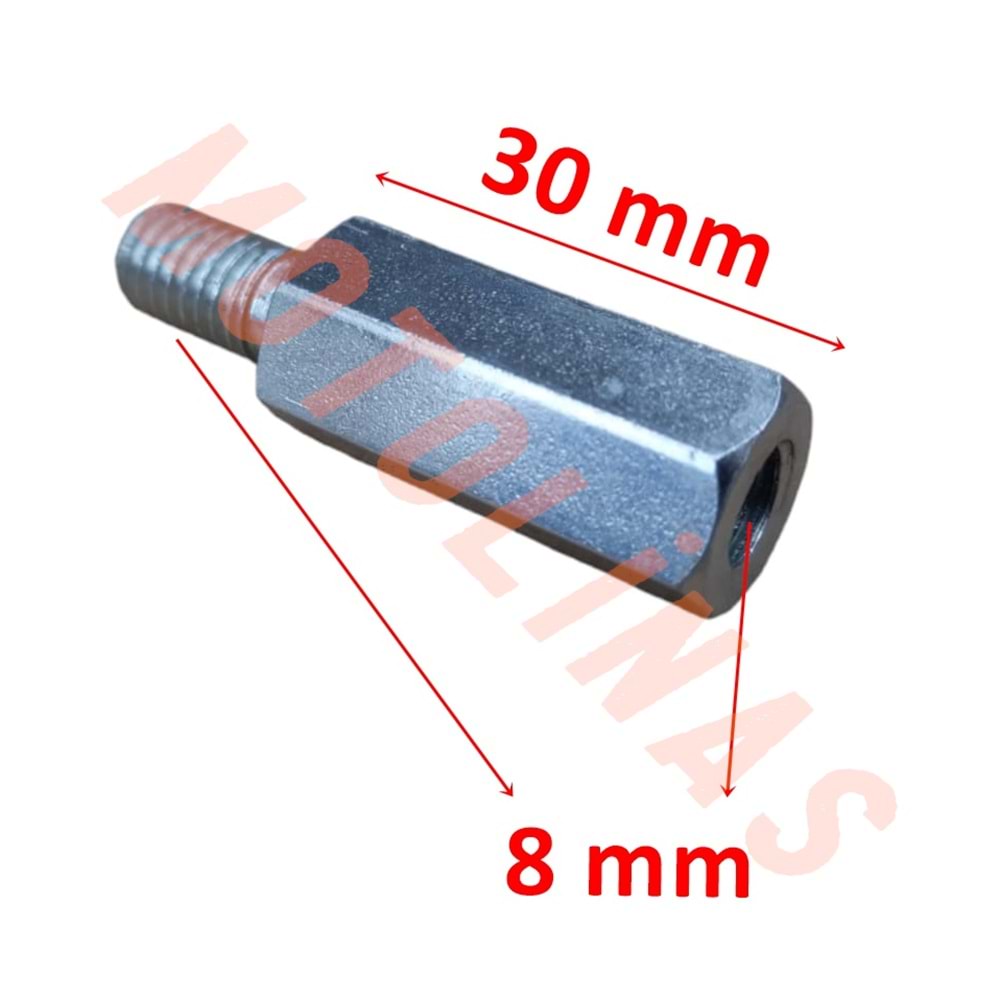 ALT 8mm TERS DİŞ - ÜST 8mm TERS DİŞ AYNA UZATMA