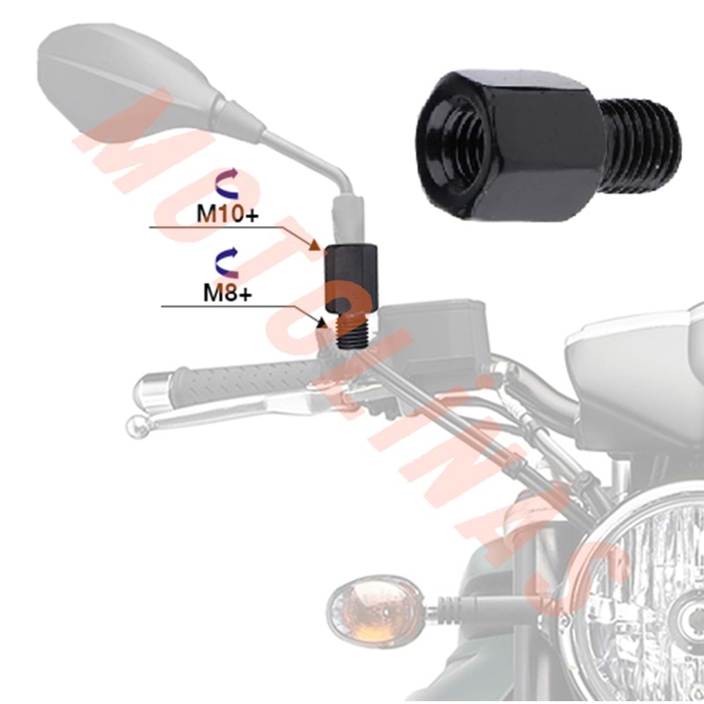 ALT 8mm DÜZ DİŞ - ÜST 10mm DÜZ DİŞ AYNA UZATMA [ADET FİYAT]