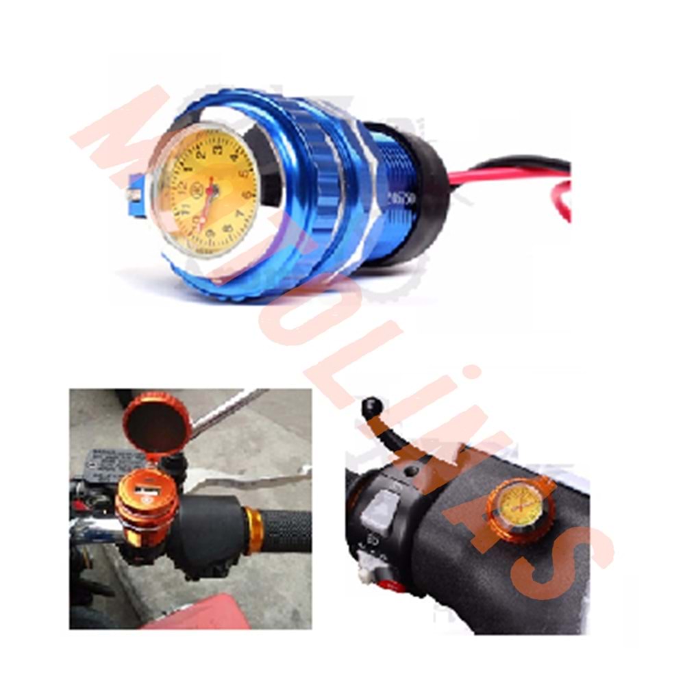 MOTOSİKLET CNC SAAT + USB MAVİ - UNIVERSAL
